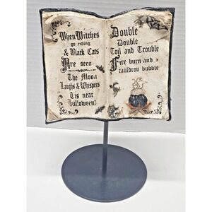 Halloween Spell Book Tabletop Decor Witch Gothic Cauldron Display Stand